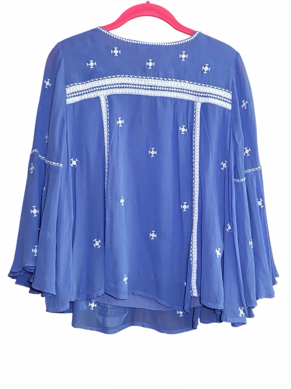 Anthropologie Floreat Adena Blue Embroidered Boho Peasant Blouse Size 0 - Picture 4 of 8